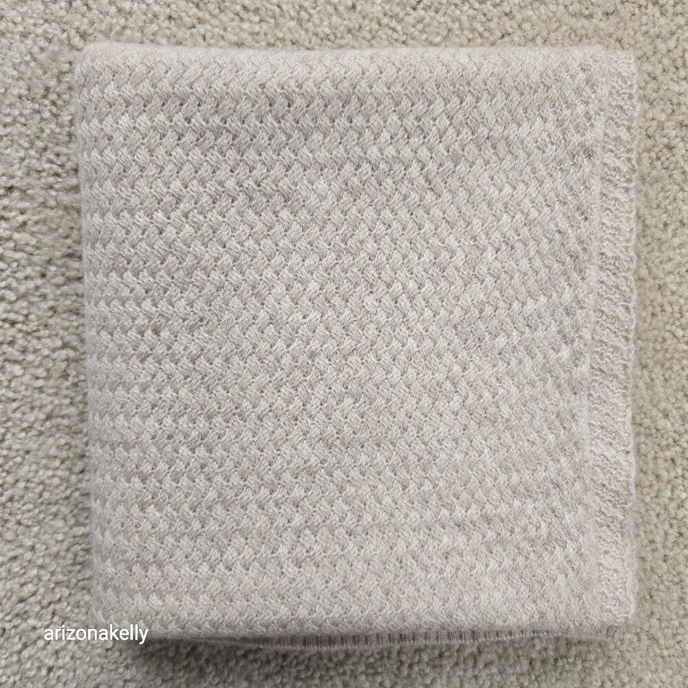 Wool Cashmere Basketweave Tan Oatmeal Scarf Daks